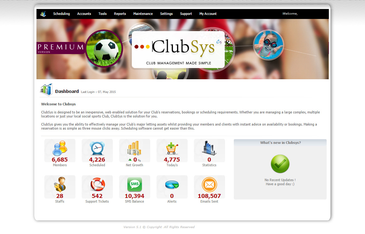 Clubsys Screen